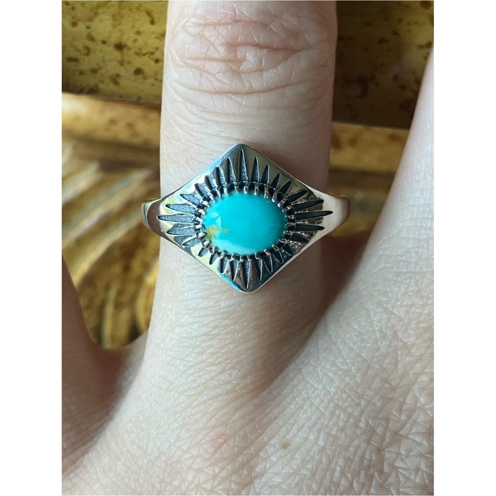 Natural Royston Turquoise Sterling Silver Ring Size 7